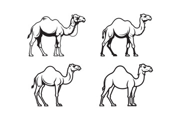 Camel Silhouette and Outline Clipart Set for Digital and Print Designs