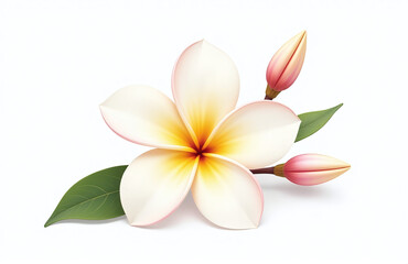 Naklejka premium A Beautiful Frangipani Plumeria Bloom Is Delicately Set Against A Crisp White Backdrop For A Striking Visual Effect Overall. 00002