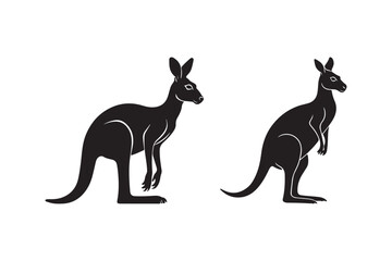Kangaroo Silhouette and Outline Clipart Set for Digital and Print Designs