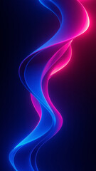 Obraz premium Futuristic digital network with glowing blue and purple neon lines, floating geometric shapes, and a deep black background