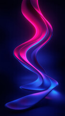 Futuristic digital network with glowing blue and purple neon lines, floating geometric shapes, and a deep black background