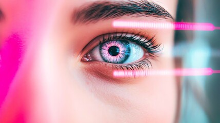 Close-up of a futuristic eye with digital elements, highlighting vision and technology.