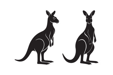 Kangaroo Silhouette and Outline Clipart Set for Digital and Print Designs