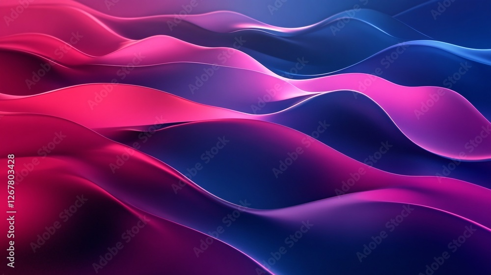 Poster a vibrant abstract image featuring flowing waves in shades of pink and blue, creating a dynamic and 