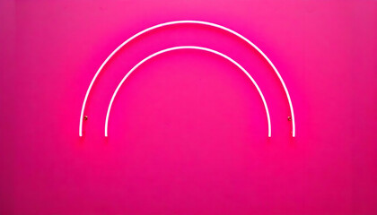Fototapeta premium Neon Arcs on Vibrant Magenta, Minimalist Lighting Installation Detail