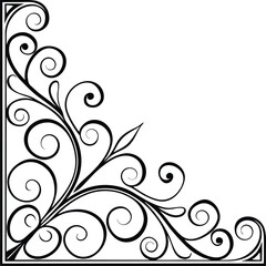 calligraphy Floral Corner Frame Design vector illustration