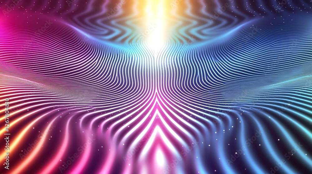 Poster vibrant abstract waves with glowing colors creating a mesmerizing visual experience.