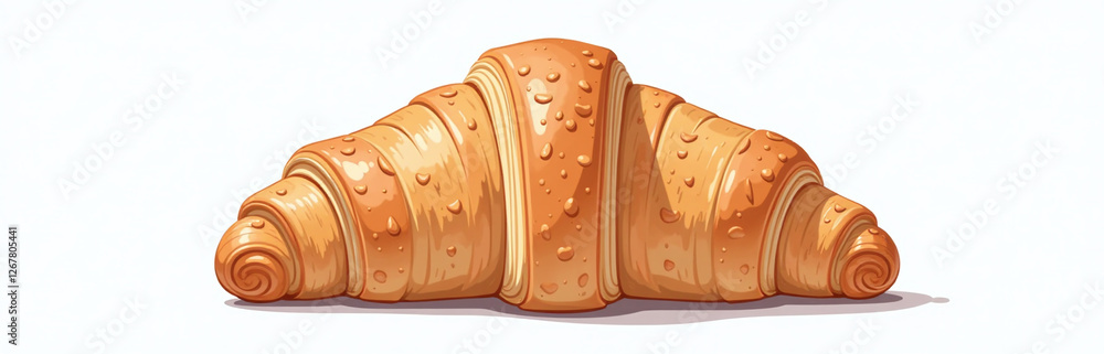 Poster a flaky chocolate croissant stands out against a clean white background with its vibrant colors and 