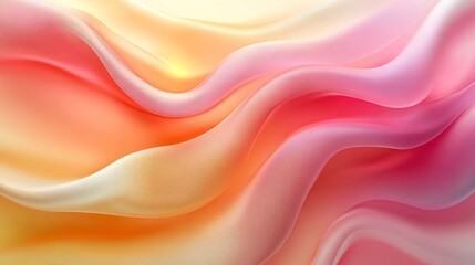 Fototapeta premium A flowing, colorful wave of soft fabric, blending shades of pink, orange, and yellow in a smooth, elegant texture.