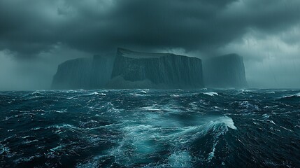 Stormy ocean, cliffs, dramatic sky, seascape
