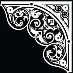 Abstract Floral Corner Border on White background