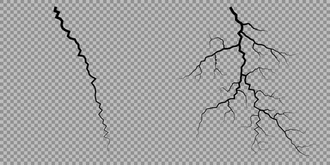 Lightning. Thunder storm realistic lightning. Bright light effects. Lightning bolt set Magic and bright light effects. Set of thunder and lightnings. Lightning energy discharge effect isolated.