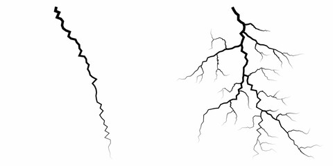 Obraz premium Lightning. Thunder storm realistic lightning. Bright light effects. Lightning bolt set Magic and bright light effects. Set of thunder and lightnings. Lightning energy discharge effect isolated.