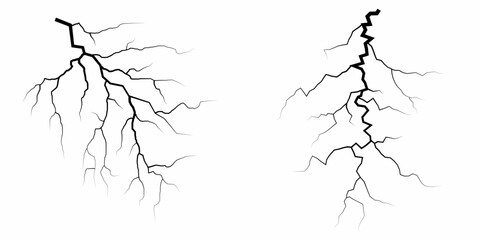 Fototapeta premium Lightning. Thunder storm realistic lightning. Bright light effects. Lightning bolt set Magic and bright light effects. Set of thunder and lightnings. Lightning energy discharge effect isolated.