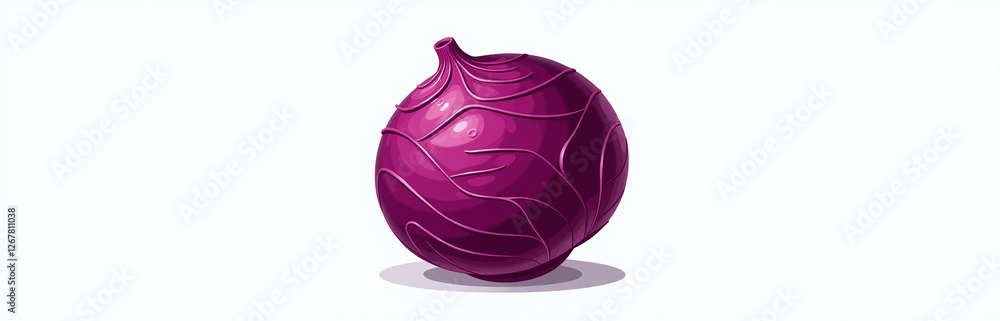 Aufkleber A Red Cabbage Is Isolated Against A Plain White Background In This Simple Yet Visually Appealing Food Image. 00001