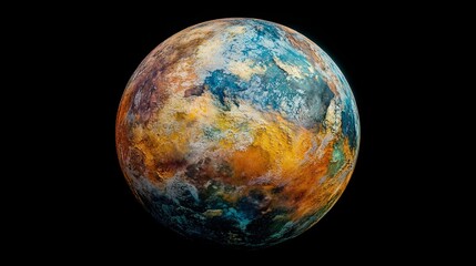 Obraz premium Vibrant Alien Planet - A stunningly detailed of a vibrant alien planet, rich in color and texture, set against a black background