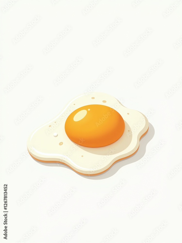 Poster a single fried egg sits alone on a pure white background with no other visual elements in sight. 000