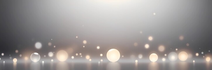 Abstract design with white and golden bokeh lights on gray background. abstract color palette, shallow depth of field, neutral tones