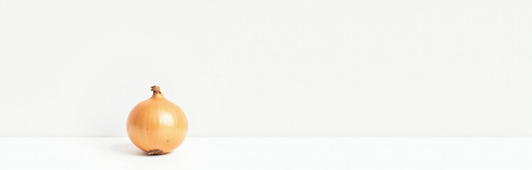 A Single Onion Sits Alone On A Pristine White Surface With No Other Objects In Sight. 00002