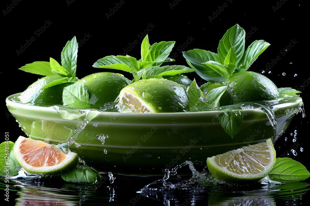 Aufkleber dynamic splash of red wine and green juice creating shapes against a black background