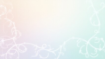 Elegant background design featuring intricate white line patterns with a subtle texture, set against a soothing luxury pastel color palette with soft peach, lavender, and mint hues. The abstract horiz