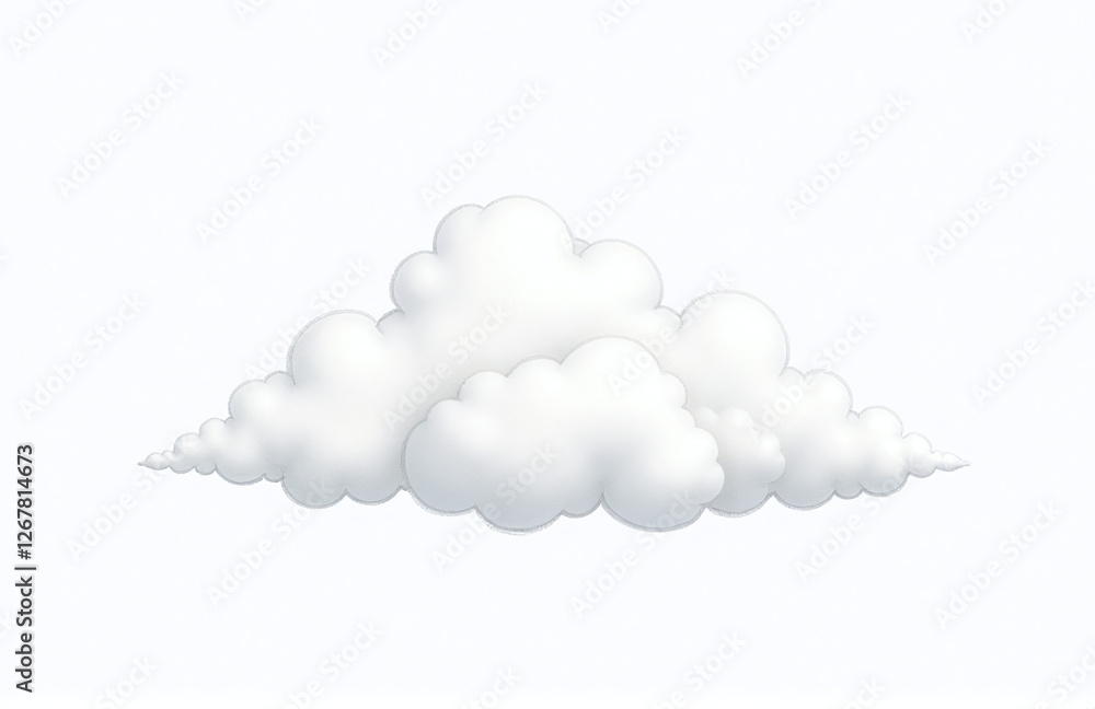 Poster A Single White Cloud Is Prominently Displayed Against A Pure White Background With Plenty Of Empty Space Surrounding It. 00001