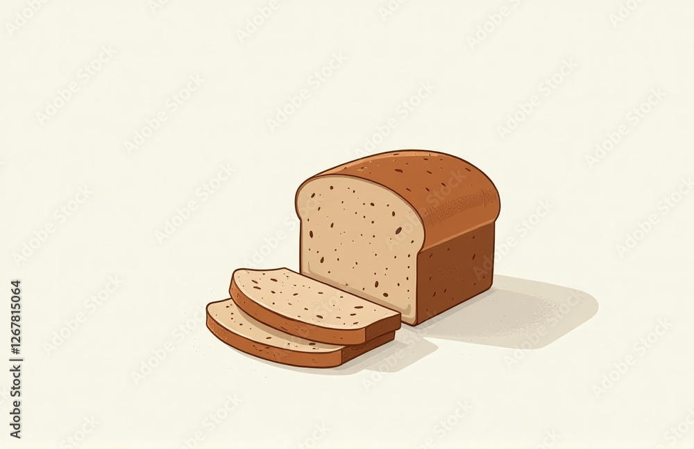 Poster a slice of dark spelt bread sits alone on a plain white surface amidst a clean empty backdrop. 00001