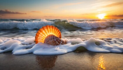 Obraz premium Sun-kissed sand meets the shimmering sea under a bright summer sky