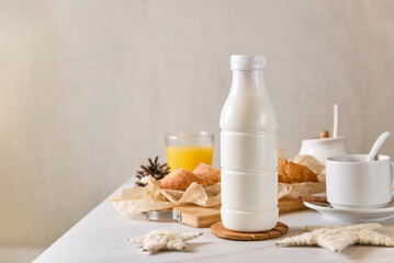 plastic bottle mockup with cap on a white table