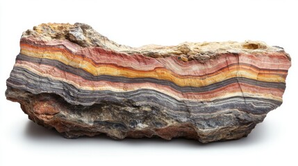 Discover the beauty of a layered rock with stunning colors. This geological marvel showcases vibrant stripes. Perfect for educational and decorative purposes. Generative AI