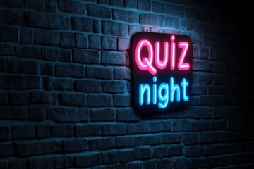 Obraz premium Neon 'quiz Night' sign on Brick Wall