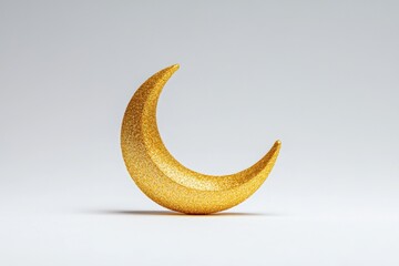 Obraz premium Golden Crescent Moon on White Background