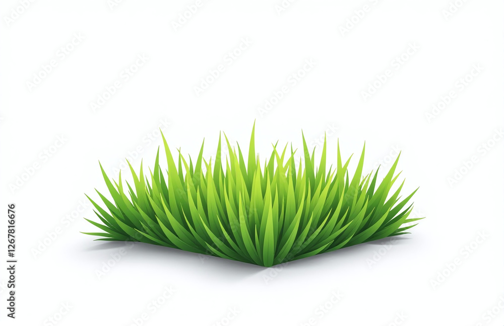 Poster A Small Square Of Vibrant Green Grass Is Isolated Against A Pure White Background With Plenty Of Empty Space Surrounding It. 00002
