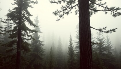 Fototapeta premium Timeless Misty Fir Landscape