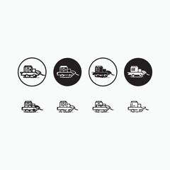 Obraz premium Bulldozer icon Vector logo outline, vector set.