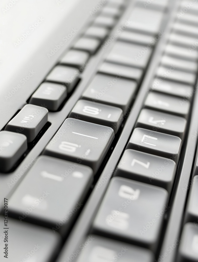 Aufkleber close up view of a modern computer keyboard highlighting keys and design details during daylight. ge