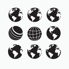 Obraz premium world black icon, Africa, America, Europe. technology and travel