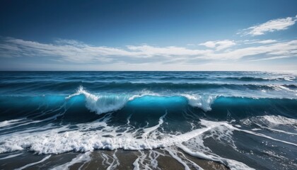 Fototapeta premium Stormy waves crash against the shore under a dramatic sky
