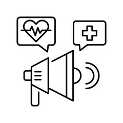 Medical information campaign black line icon.