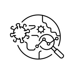 Epidemiological surveillance black line icon.