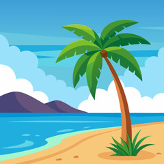 tropical beach with palm trees