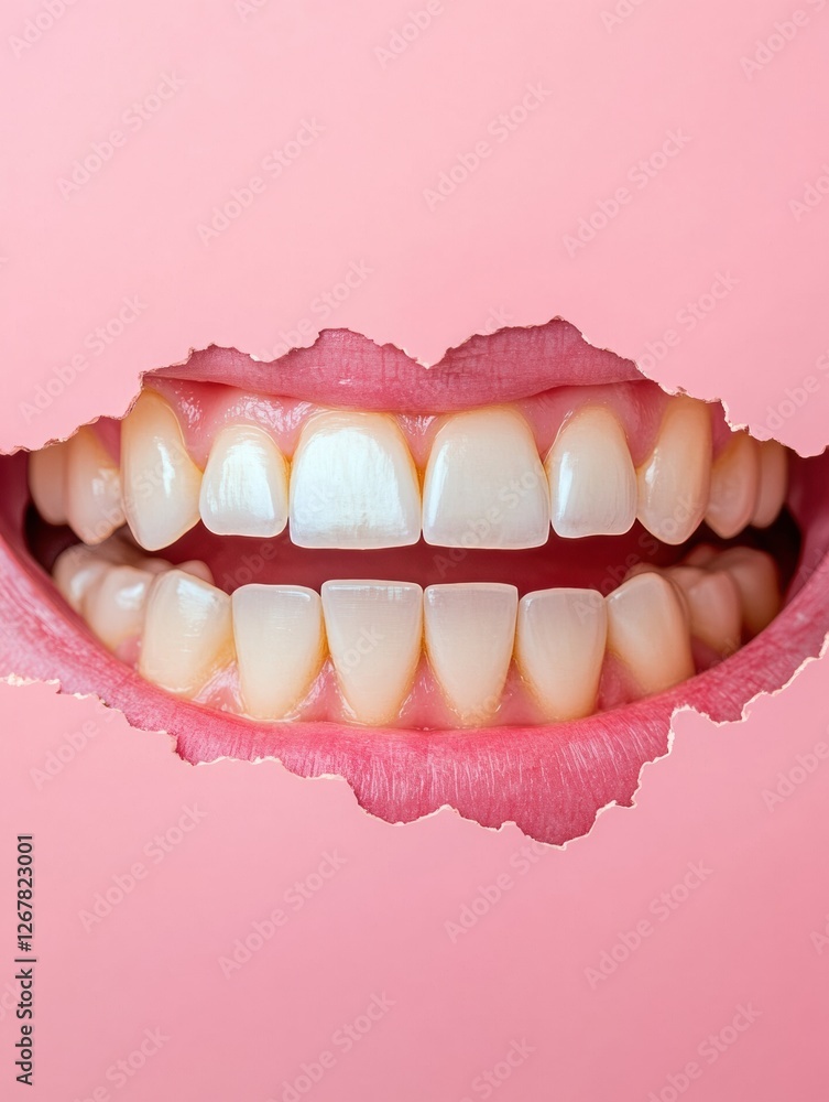 Aufkleber teeth undergoing a whitening treatment showing noticeable results and transformation alongside an op