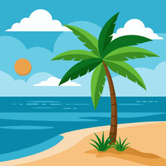 tropical island with palm trees