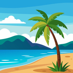 tropical beach with palm trees