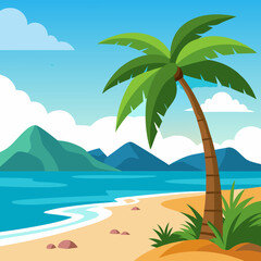 tropical beach with palm trees