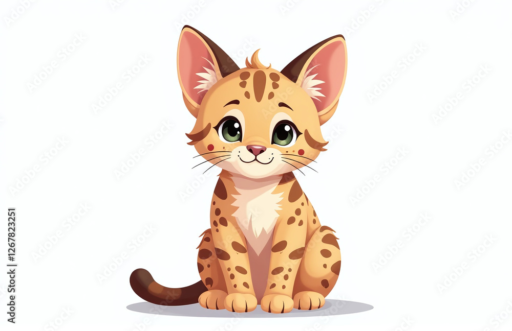 Poster adorable savannah cat with striking large ears and sweet facial features is perfectly captured in a 