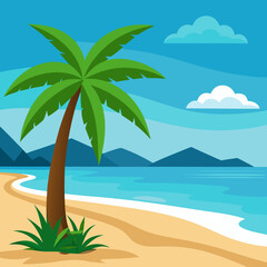 tropical beach with palm trees