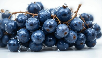 uicy Wet Blue Grapes Cluster – High-Quality Fruit Image , bunch of grapes