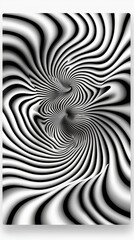 Abstract black and white swirling optical illusion graphic
