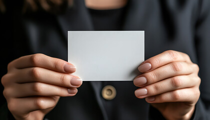 Obraz premium Chef holding blank business card against dark background